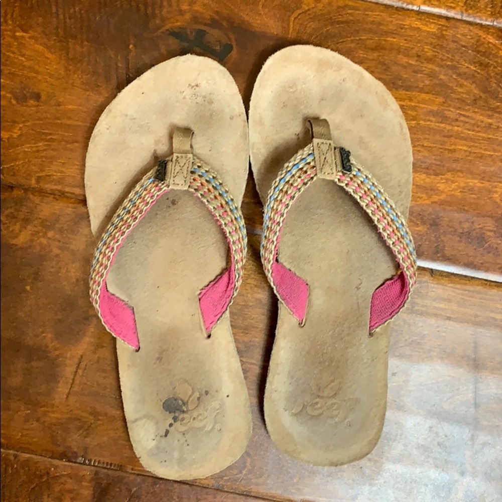 Womens Reef Suede and Tweed Flip Flops